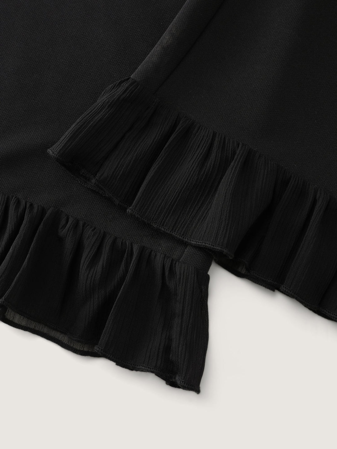 Ruffled Flared Hem Plain Pants