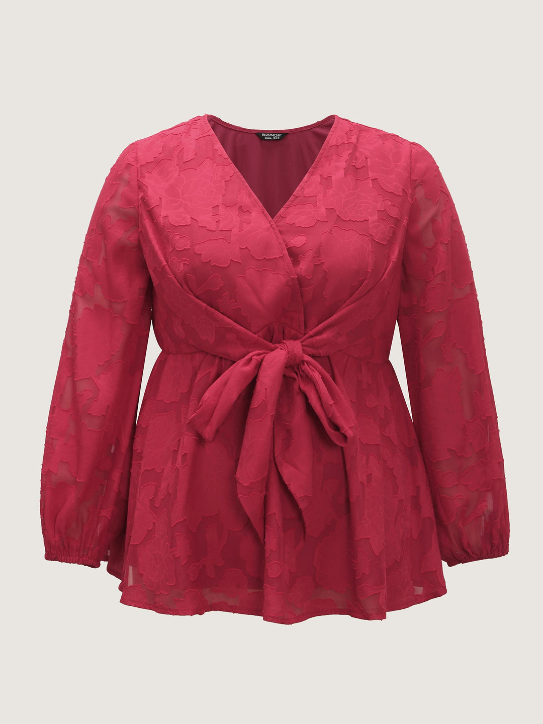 Cut-Out Flower Adjustable Belt Blouse