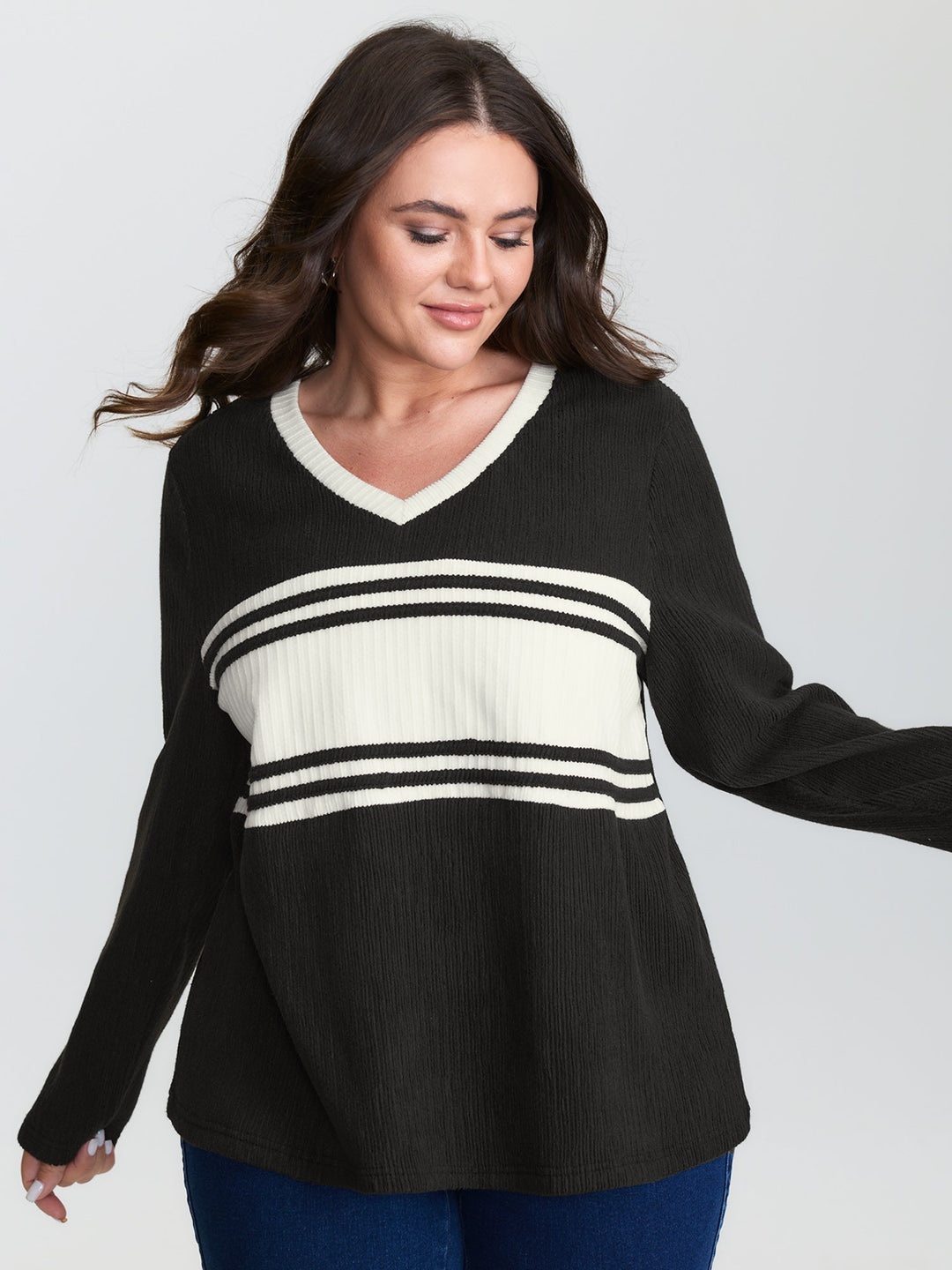 Supersoft Colorblock Textured Sweatshirt