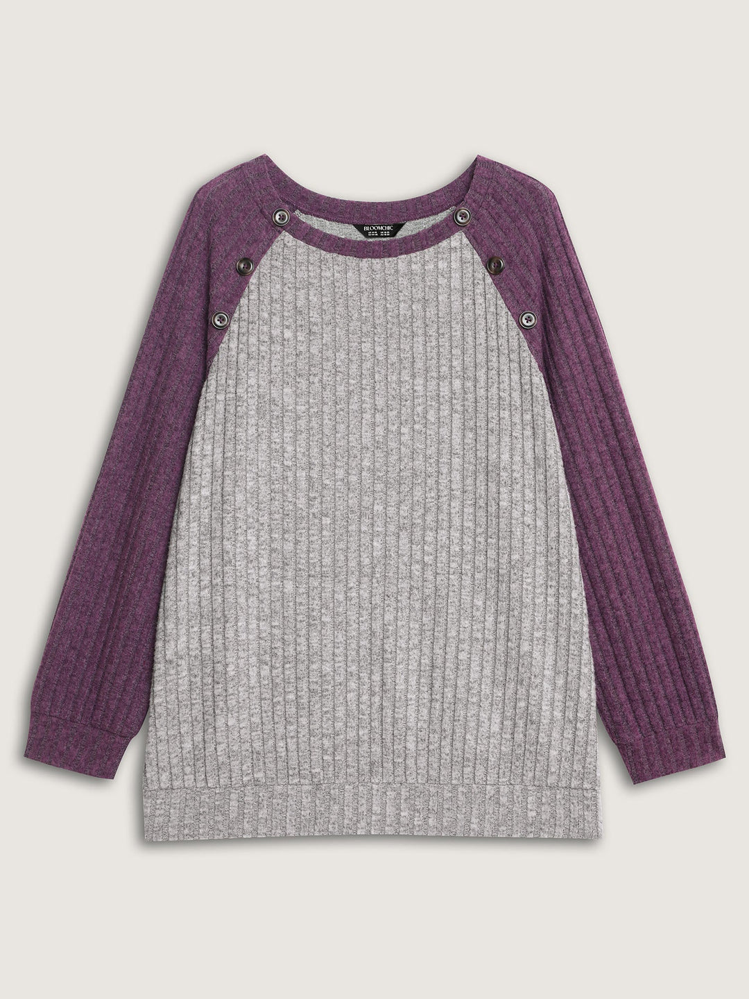 Heather Textured Color Contrast Sweatshirt