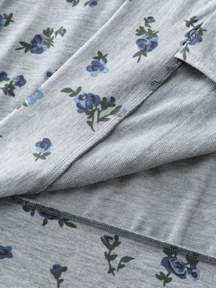Floral Print Zipper Hoodie