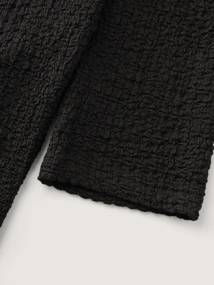 Stretchy Textured Lace Trim Fitted Knit Top