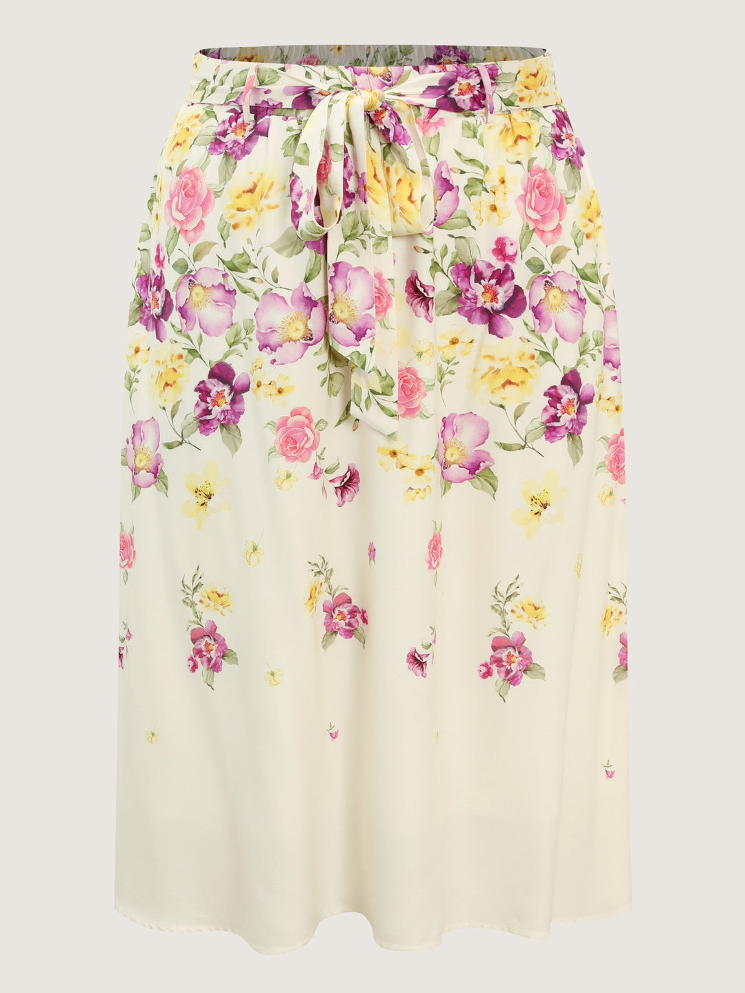 Sweet Floral Print Stretchy Waist Midi Skirt