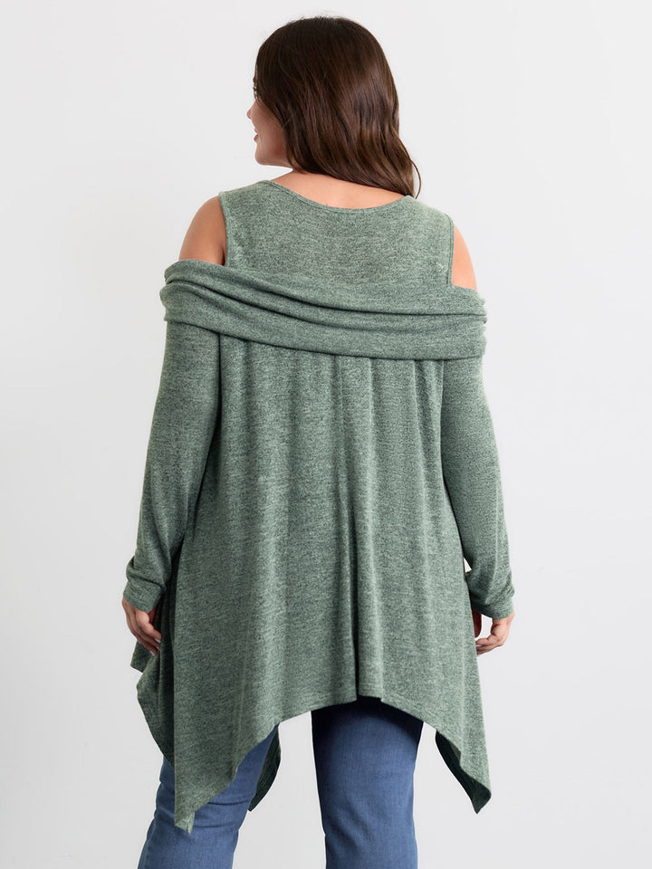 Supersoft Off-Shoulder Pleated Asymmetrical Hem Top