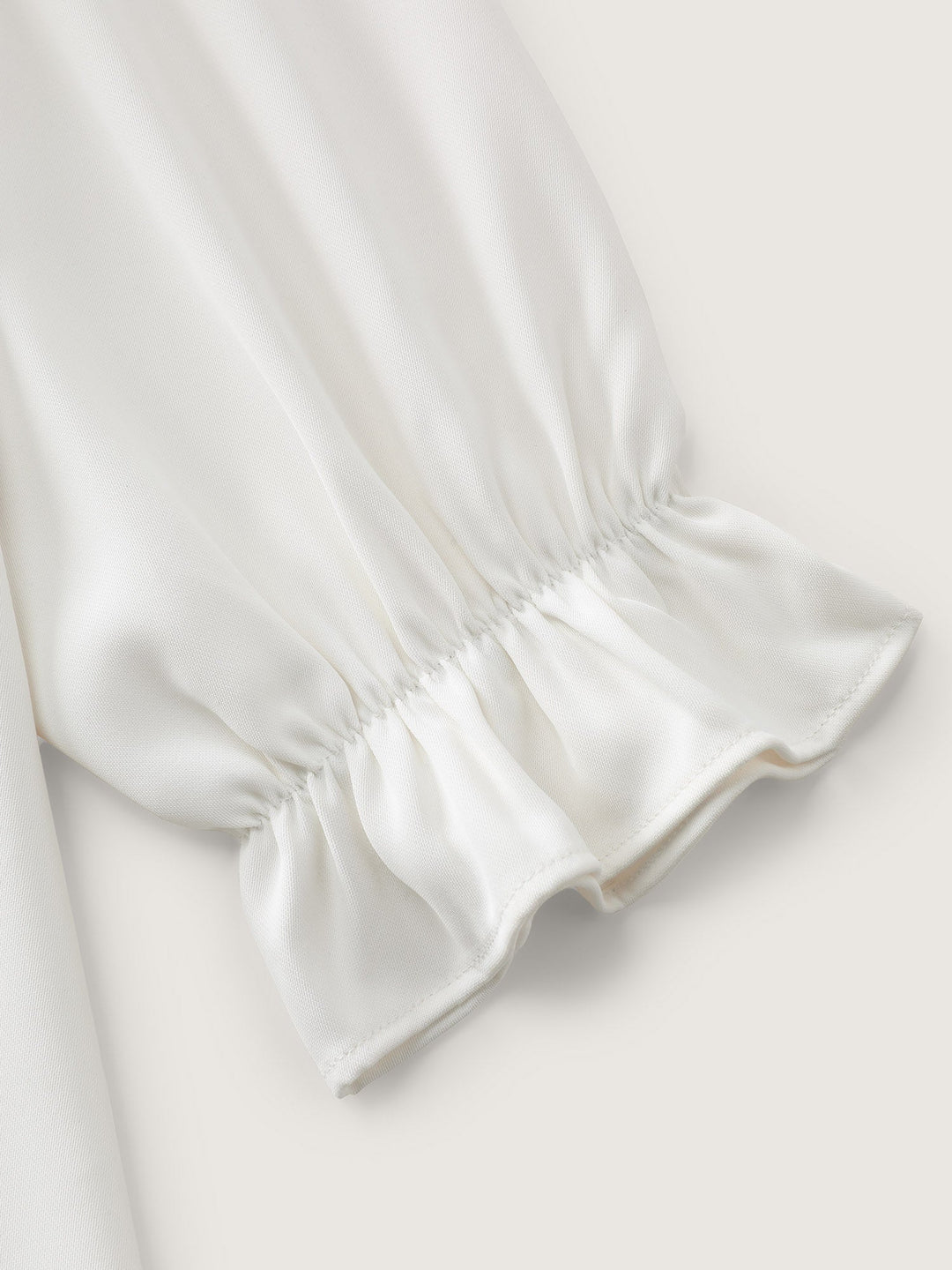 Sheer Neckline Ruffled Cuff Sleeve Blouse