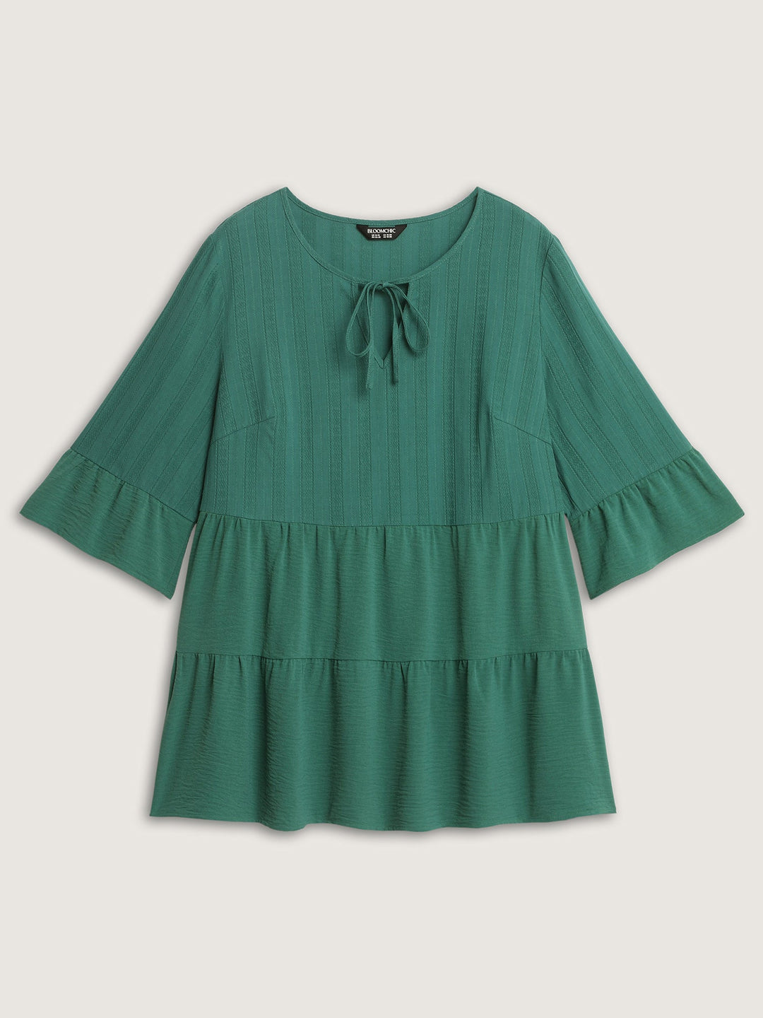Textured Tiered Neck-Tie Blouse