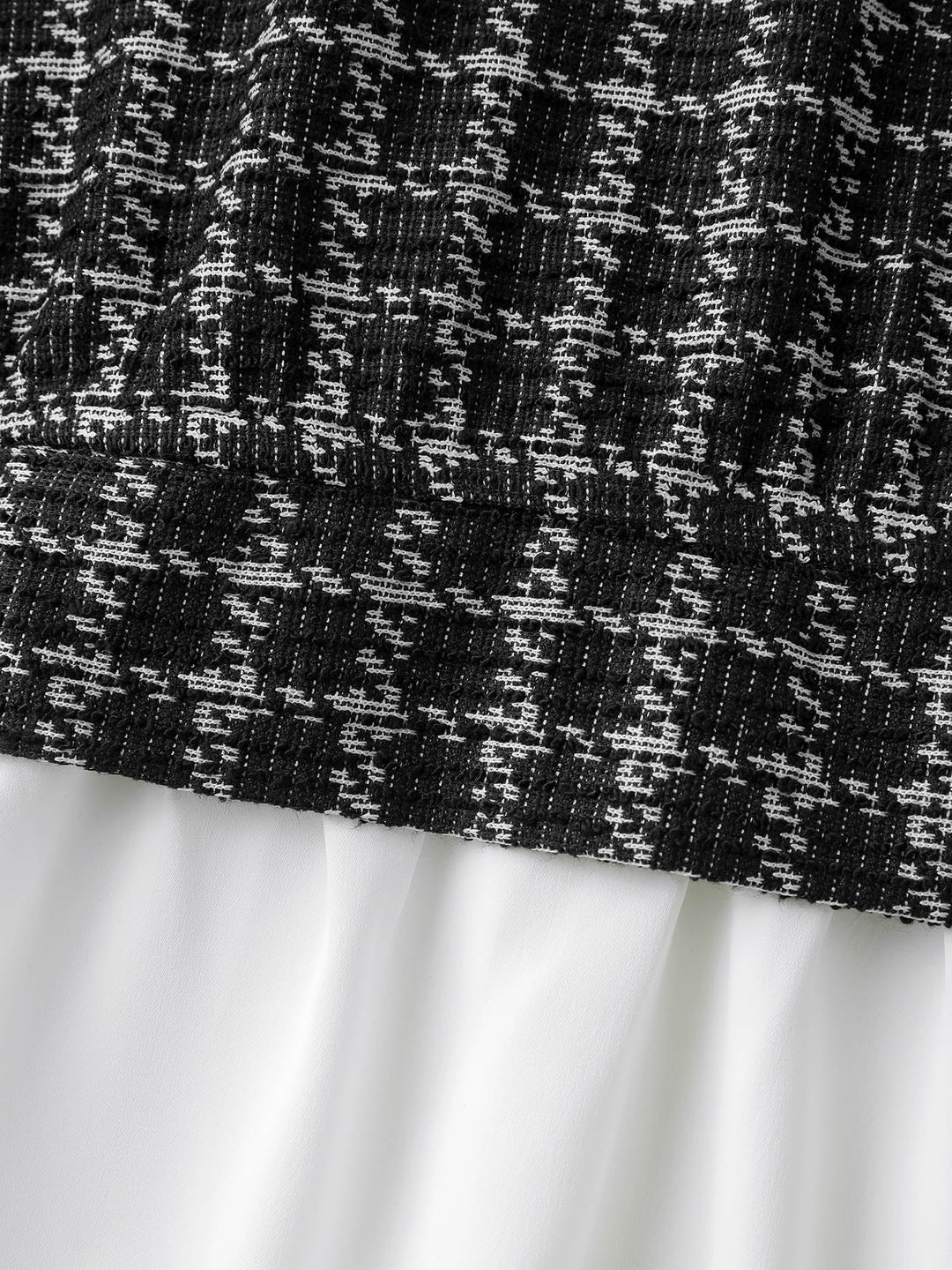 Houndstooth Pattern Color Contrast Blouse
