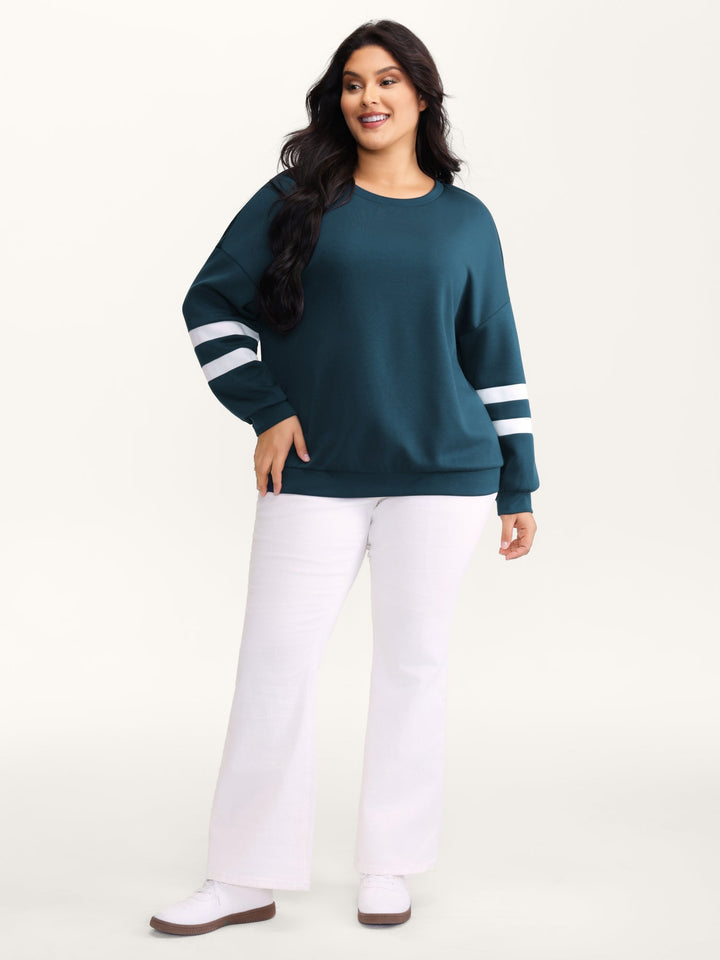 Supersoft Stripe Sleeve Contrast Sweatshirt