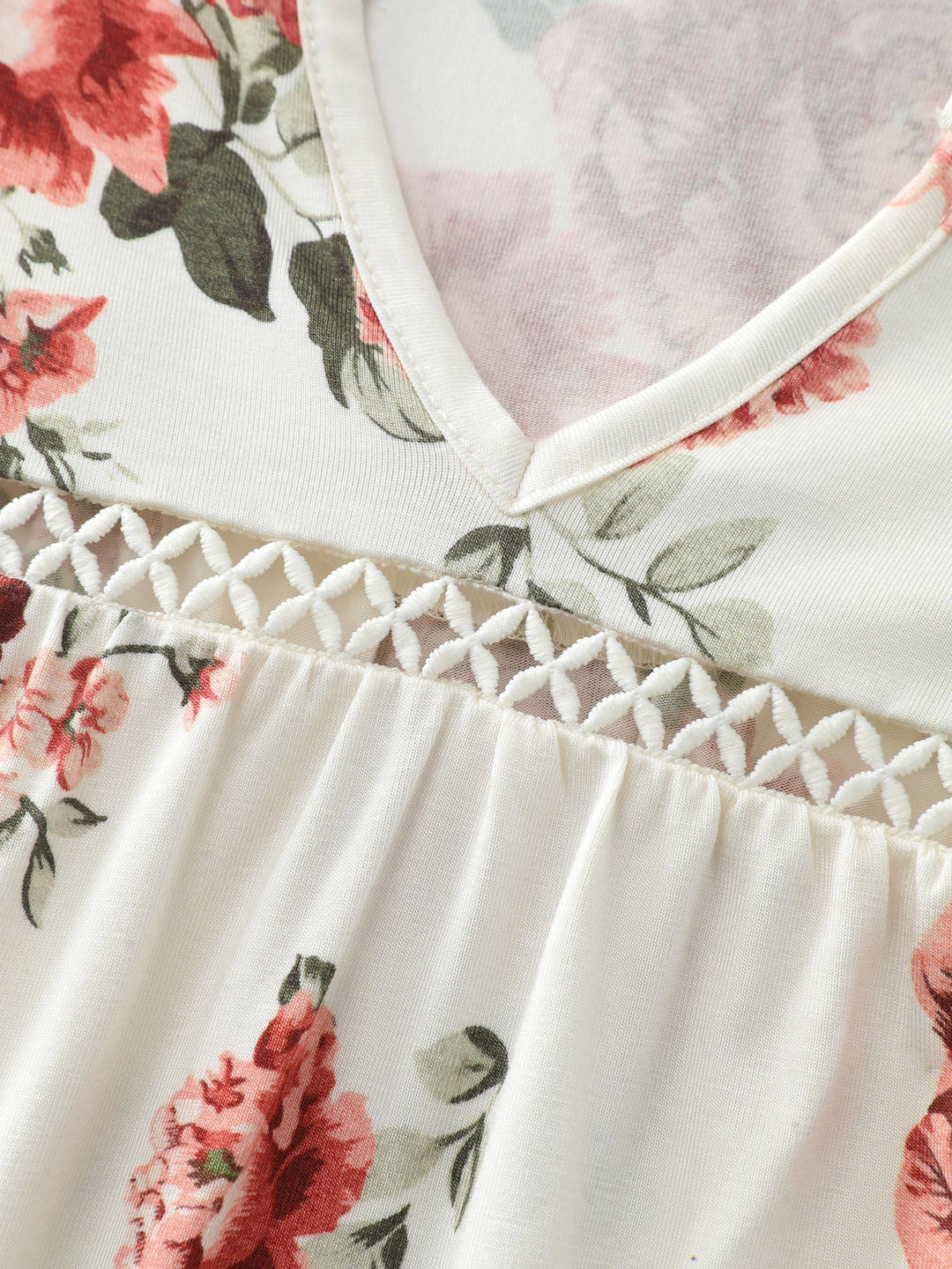 Supersoft Floral Lace Trim Knit Top