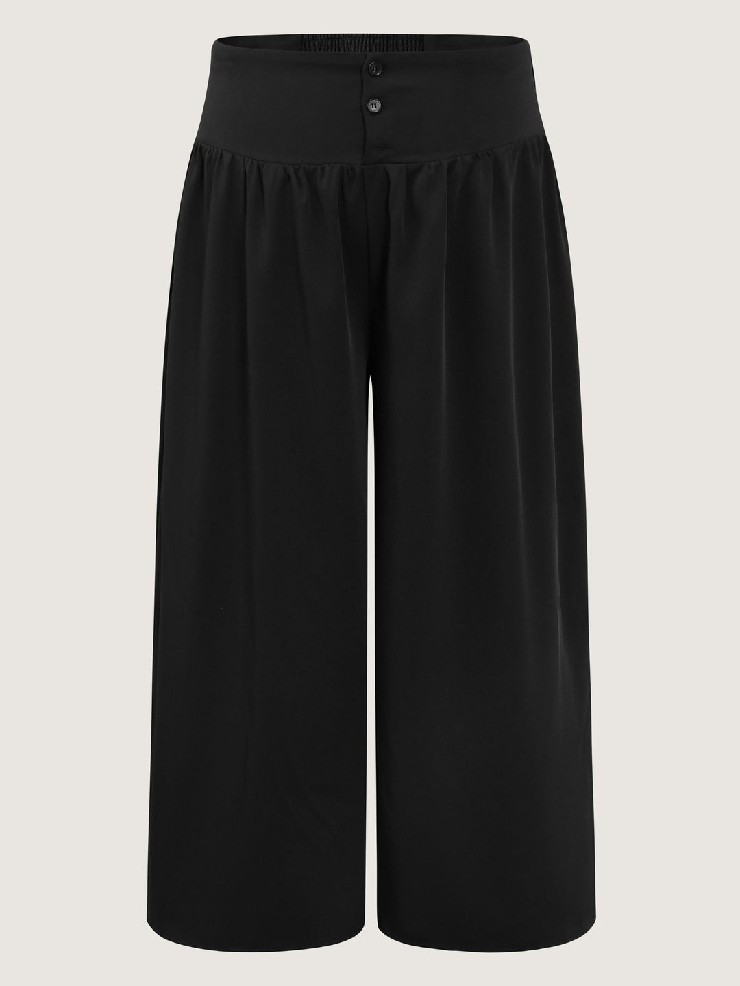 Wide Shirred Waistband Pockets Pants