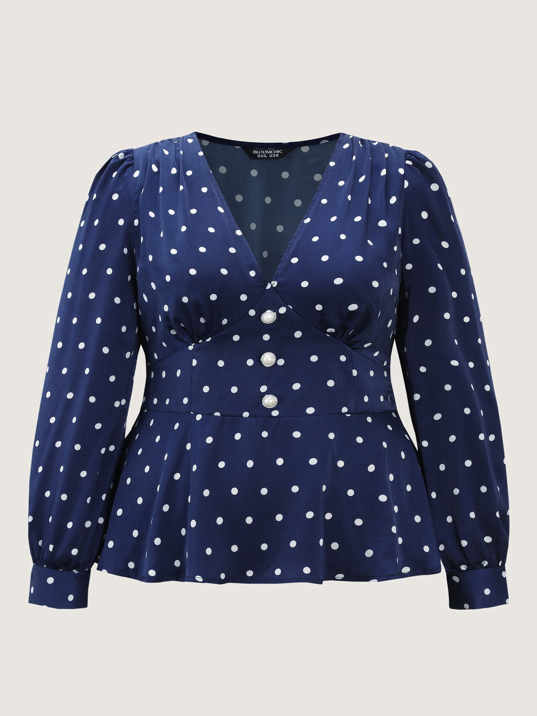 Retro Polka Dots Cinched-Waist Blouse