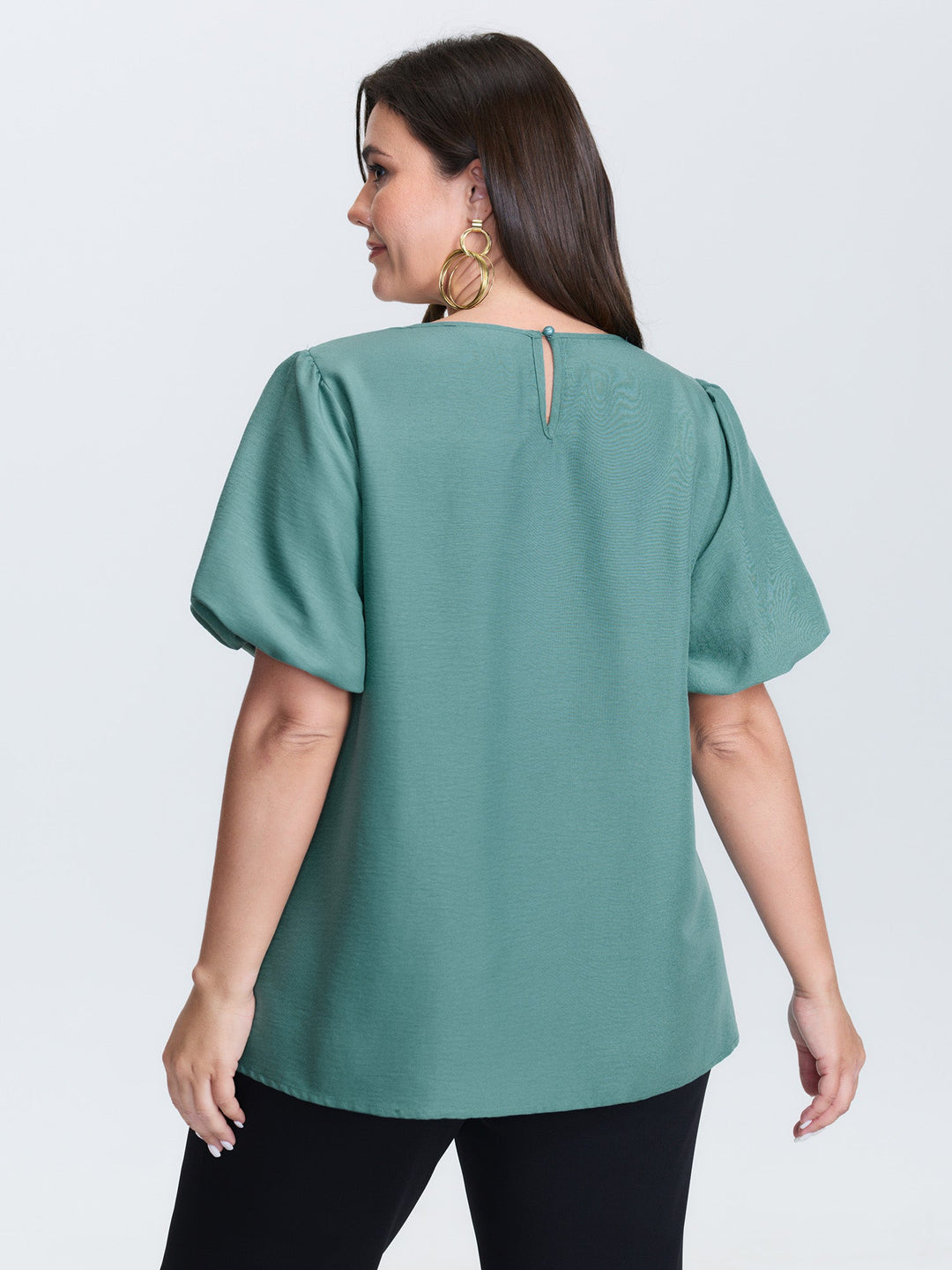 Shirred Handmade Detail Bubble Sleeve Blouse
