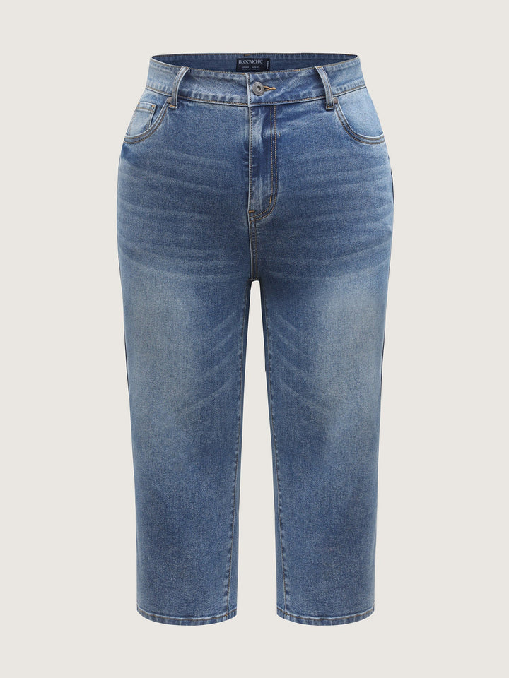 Vintage Wash Bootcut Cropped Jeans