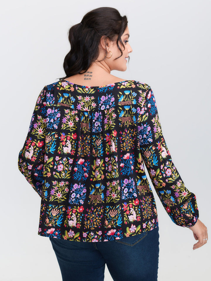 Rayon Floral Collage Lace Blouse