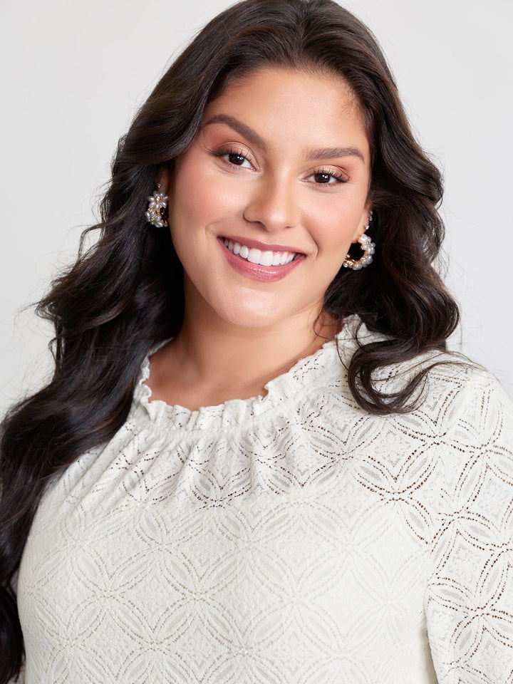 Stretchy Lace Cuff Sleeve Blouse