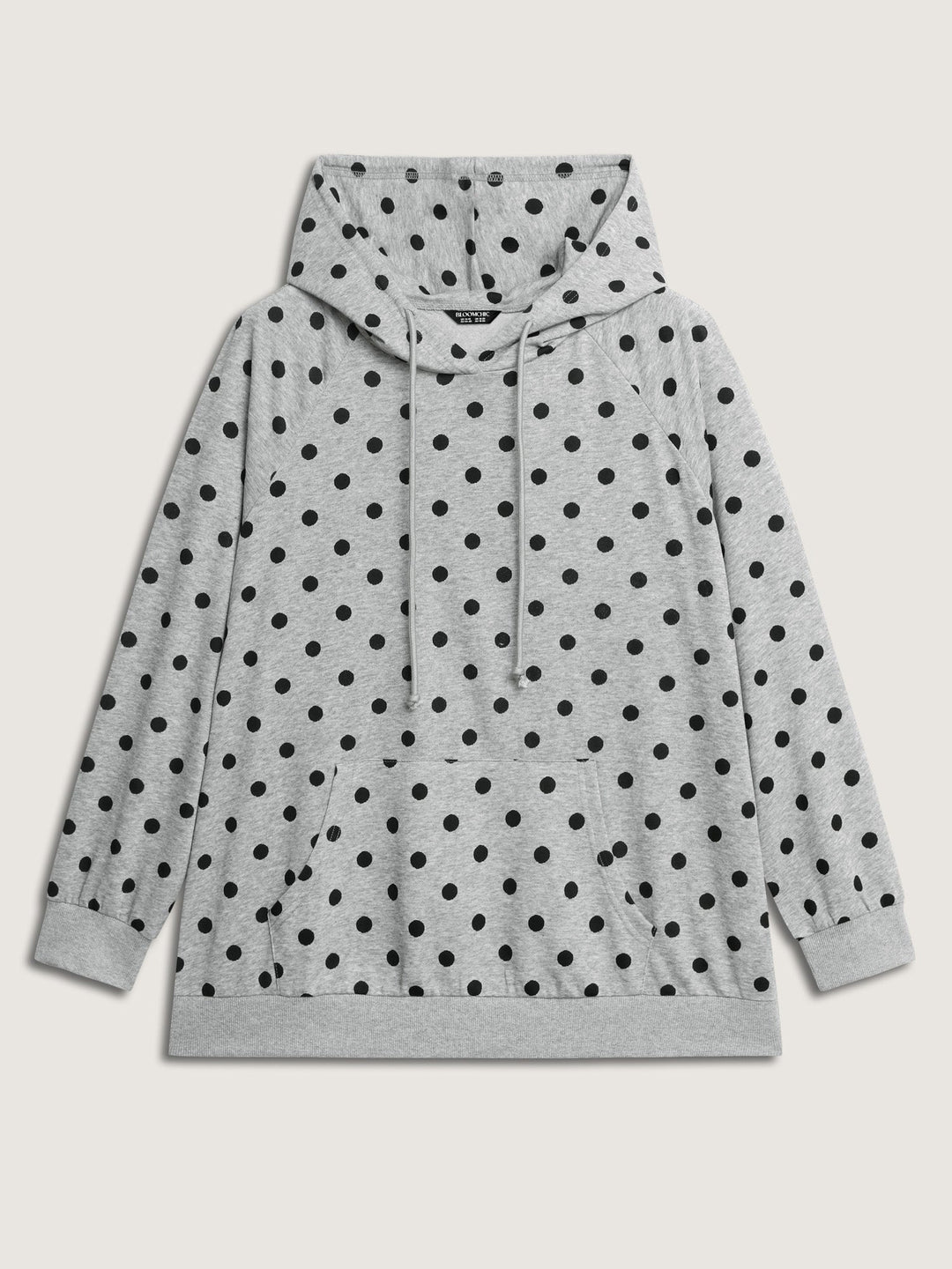 Polka Dot Drawstring Neck Hoodie