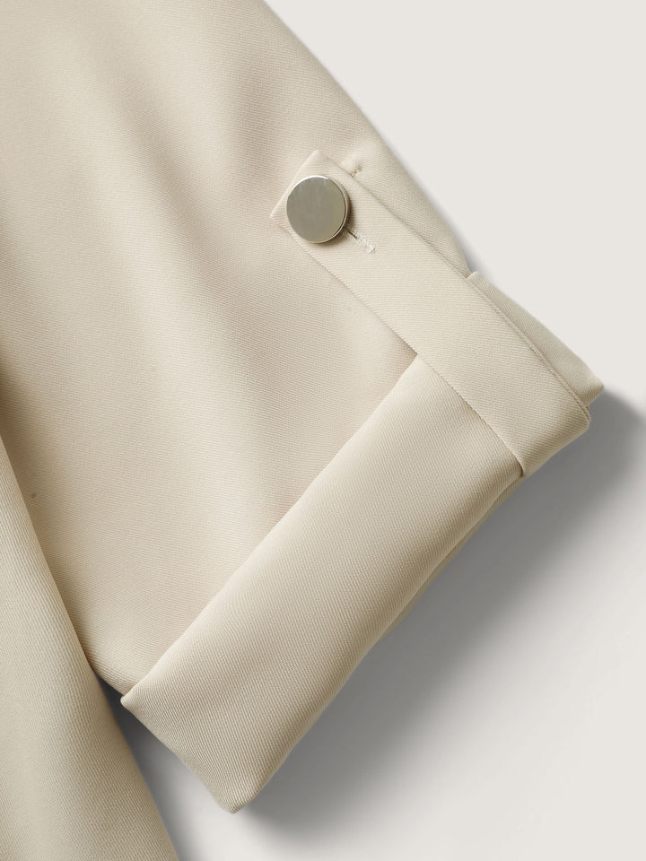 Tab Sleeve Open-Front Folded Hem Jacket