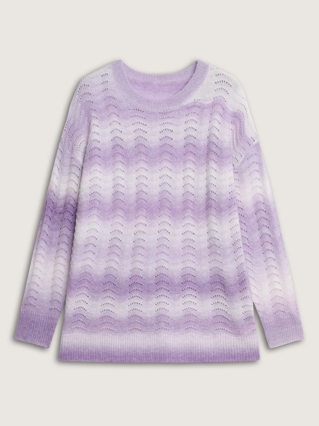 Textured Color Gradient Drop Shoulder Pullover