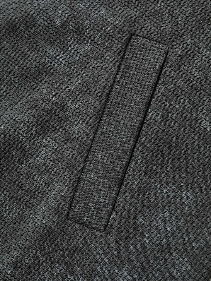 Waffle Texture Solid Zipper Hoodie