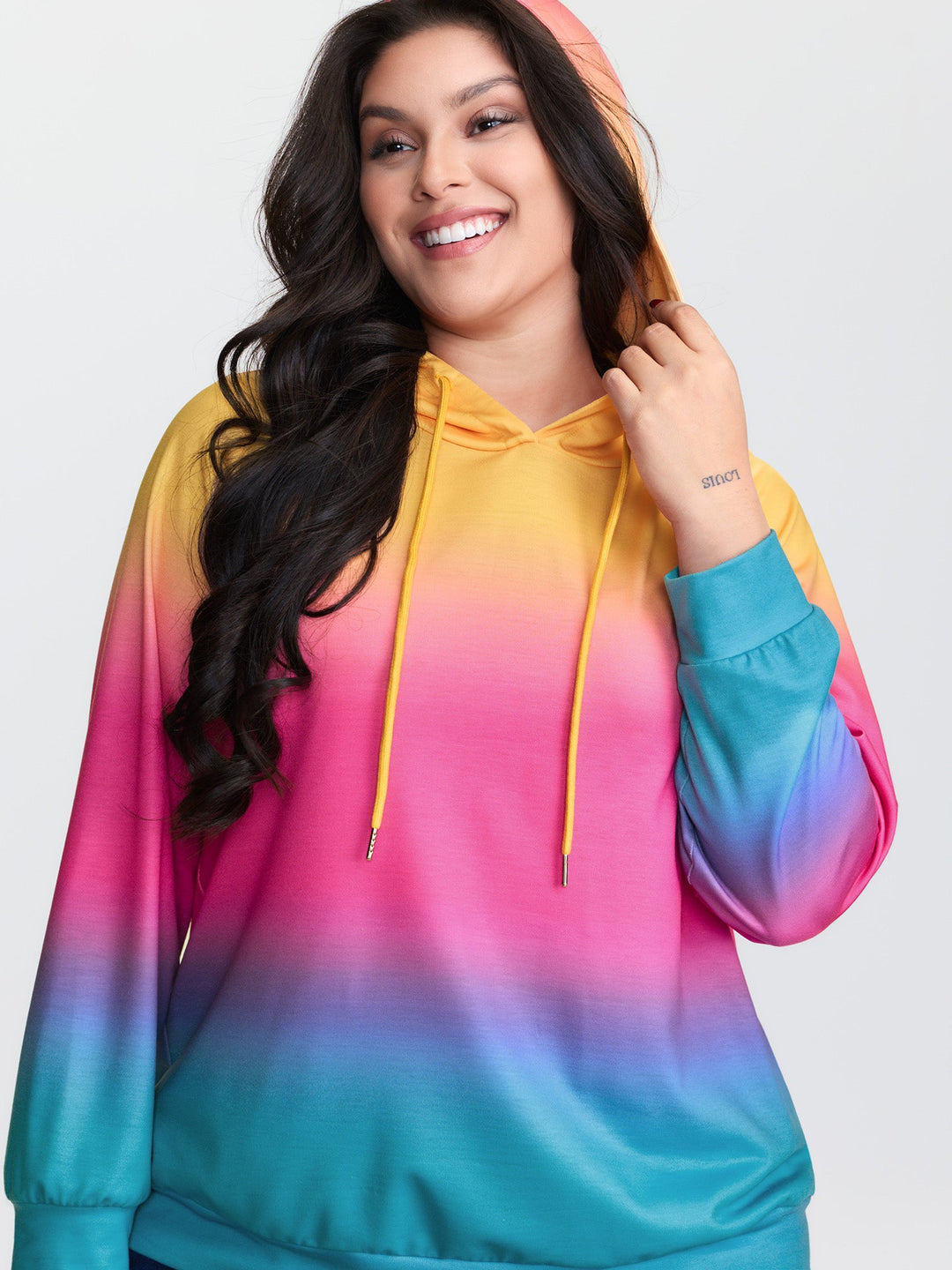 Color Gradient Stretchy Hem Hoodie