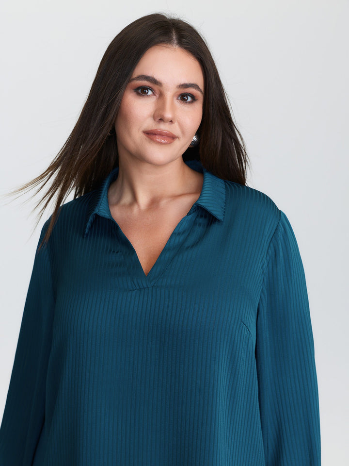 Textured Collar Pleated Blouse