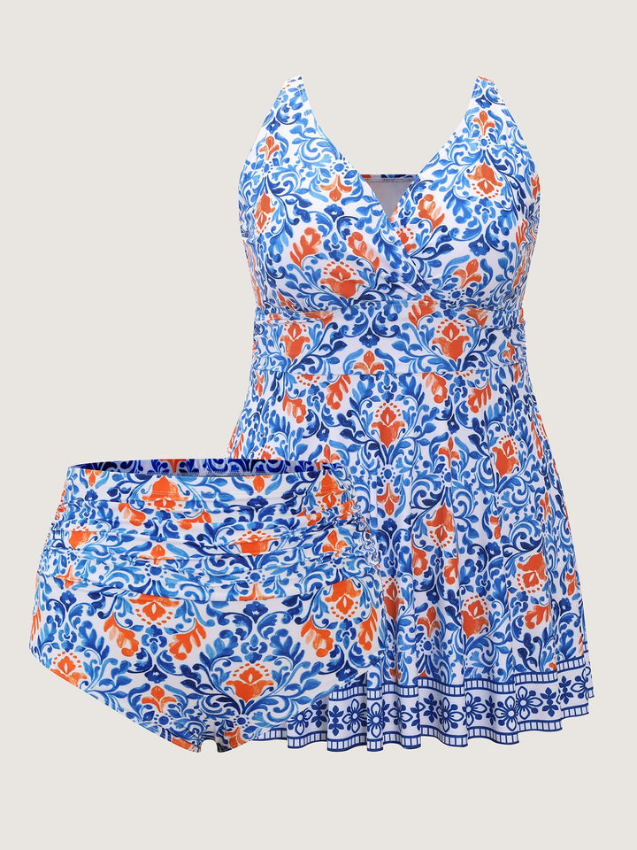 Breezy Print Pocket Surplice Swim Dress