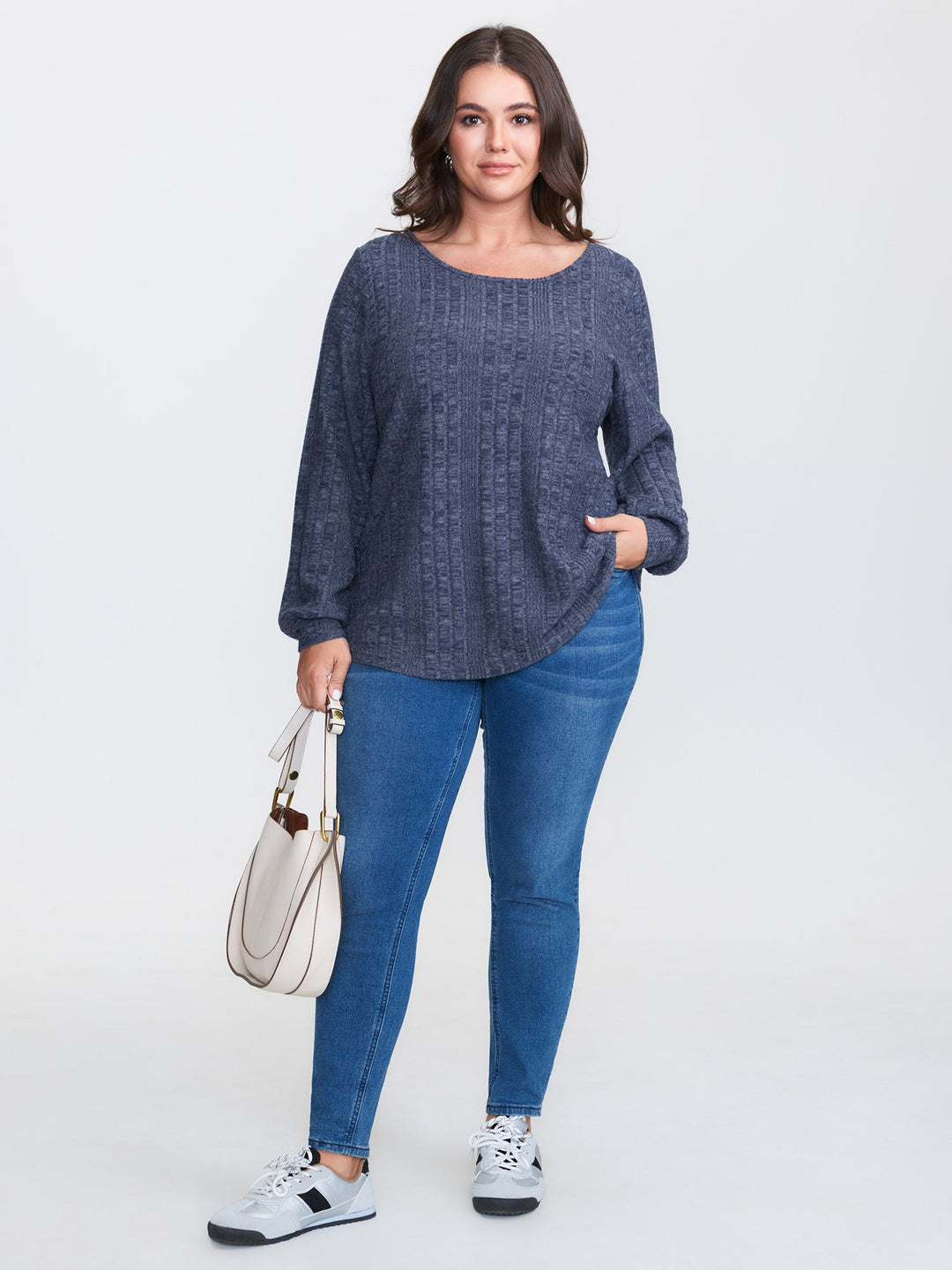 Textured Lace Trim Cut-Out Back Sweatshirt
