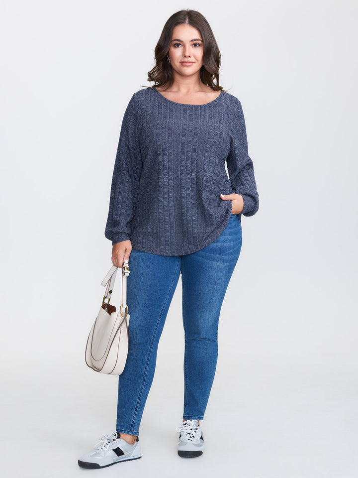Textured Lace Trim Cut-Out Back Sweatshirt