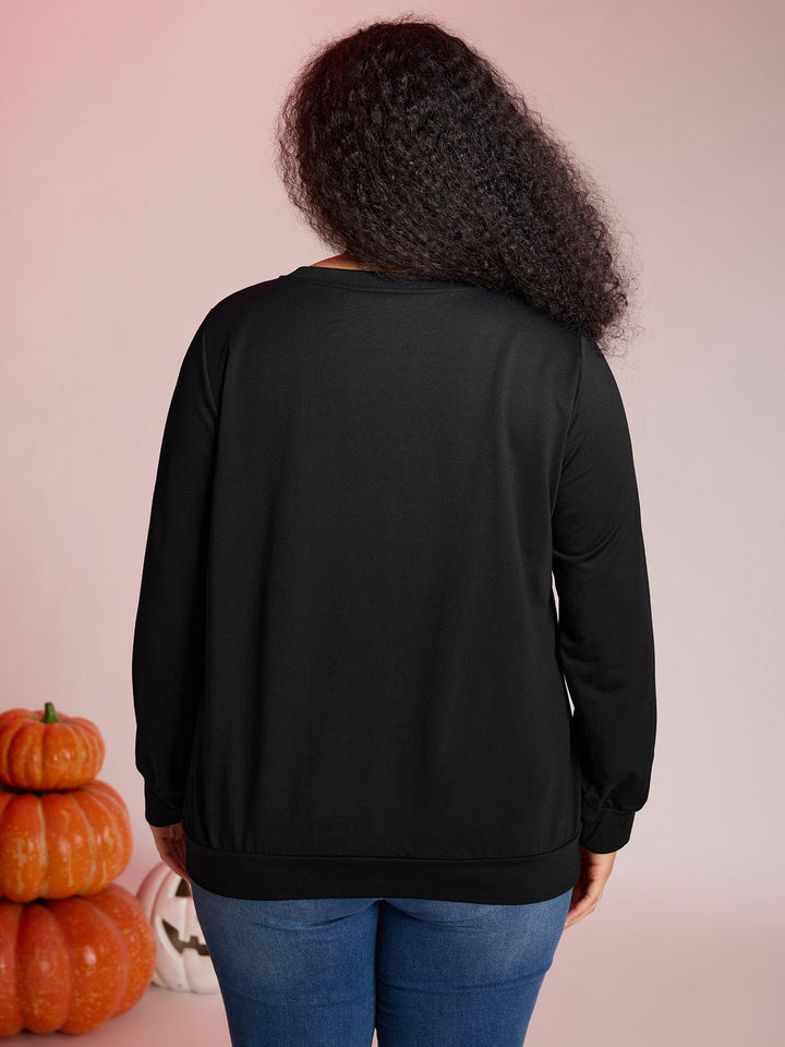 Happy Ghost Sequin Embroidery Sweatshirt