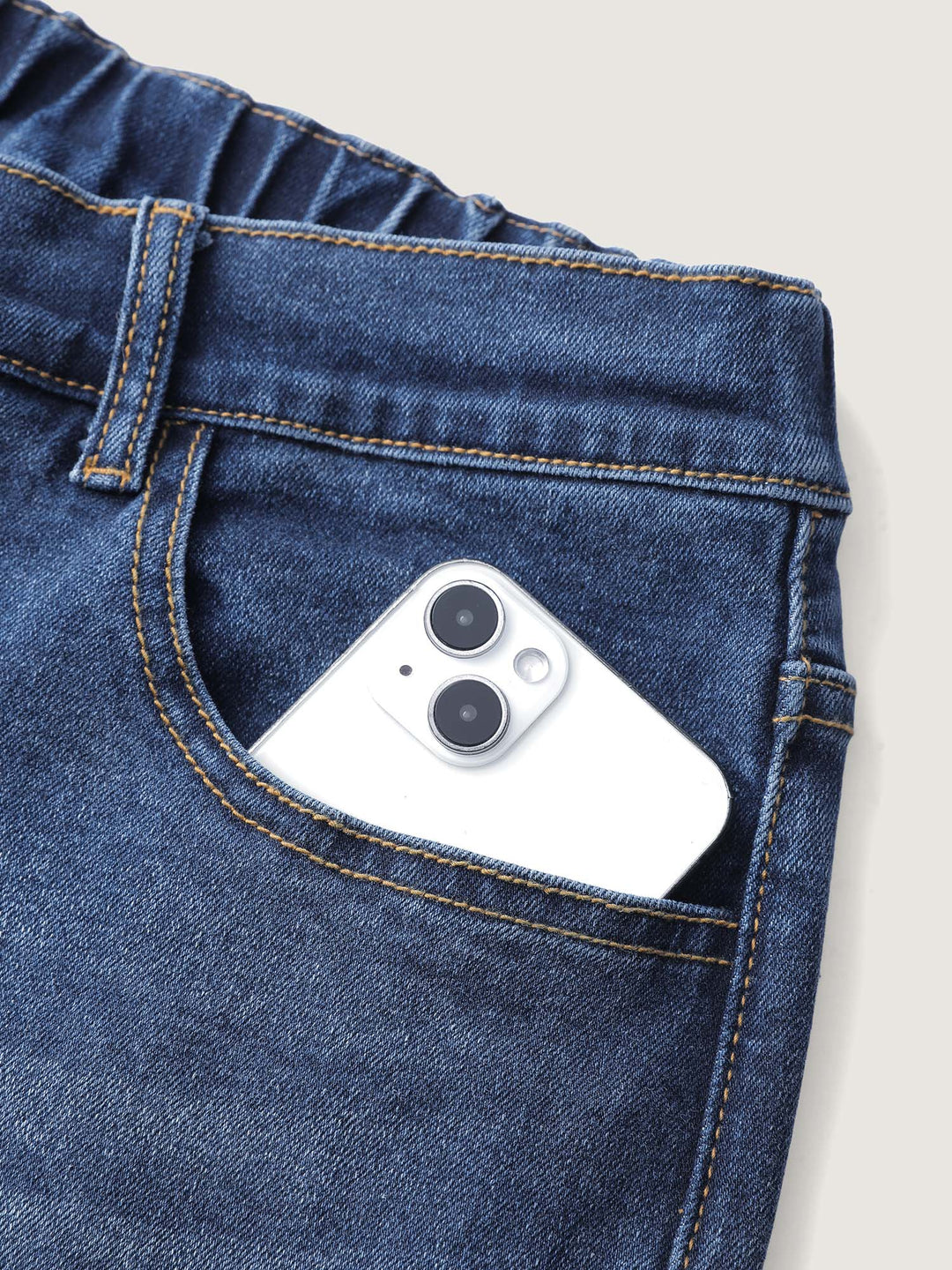 Stretchy Vintage Wash Roll Hem Jeans