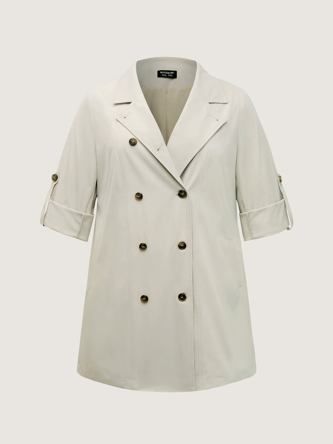 Tab Sleeve Pockets Button Jacket