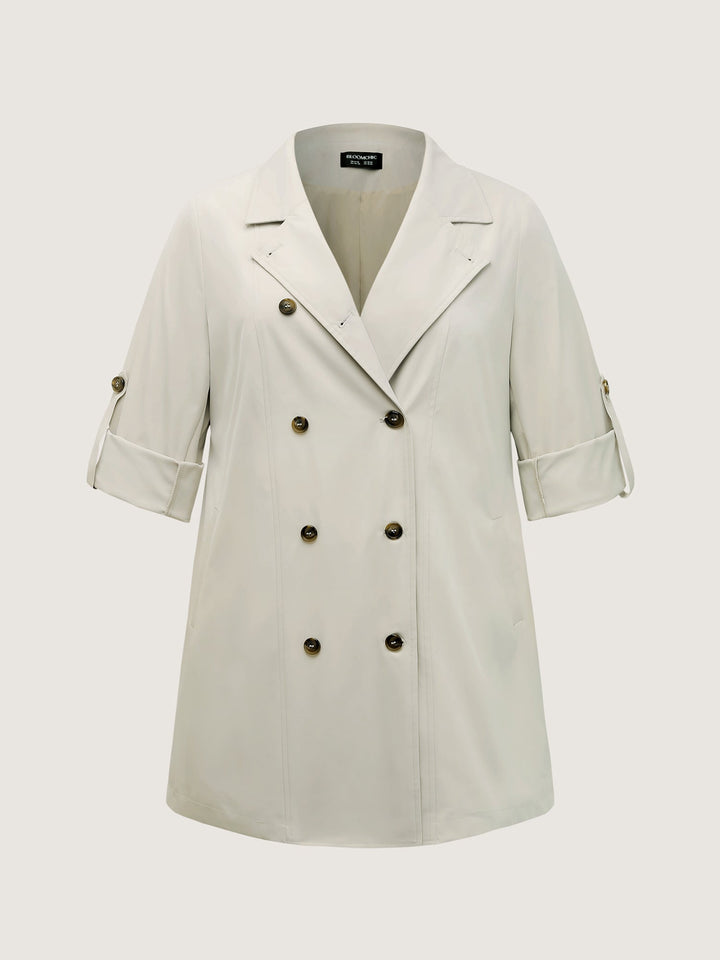 Tab Sleeve Pockets Button Jacket