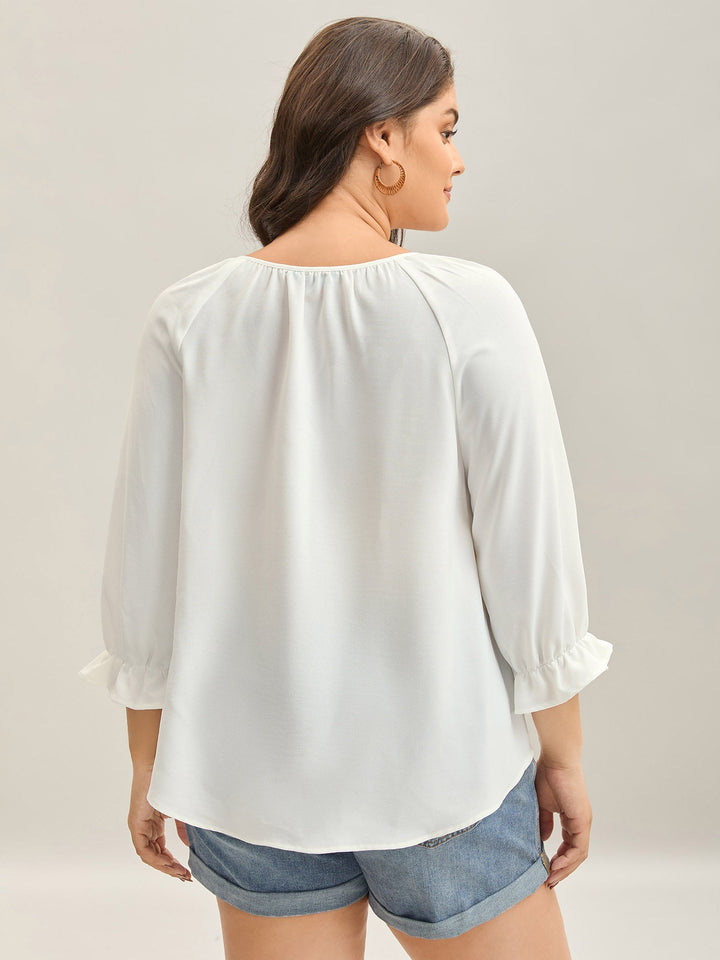 Boho Print Neck Tassels Shirt