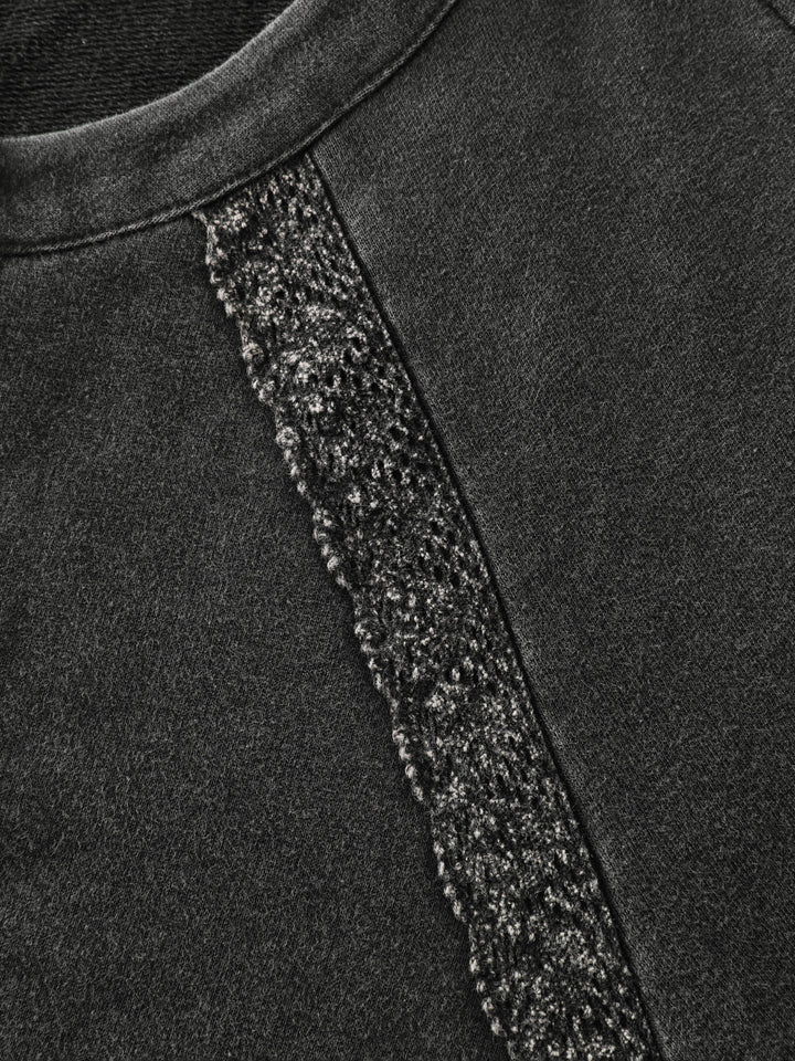 Pure Cotton Vintage Lace Trim Sweatshirt