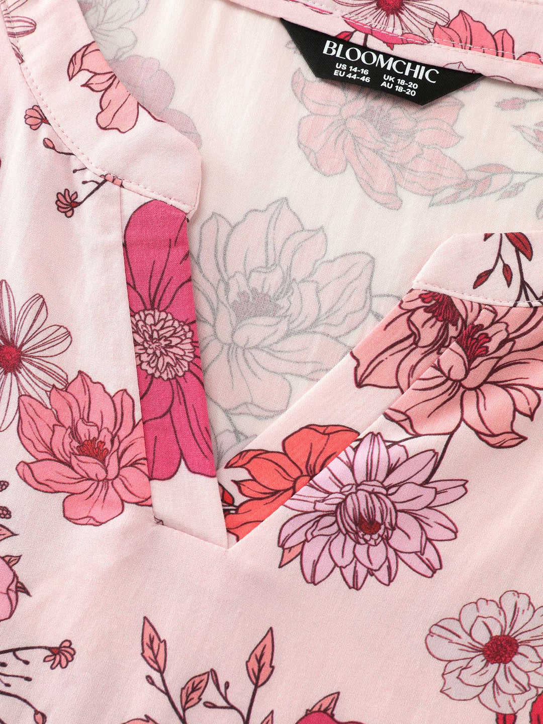 Floral Print Notched Collar Blouse