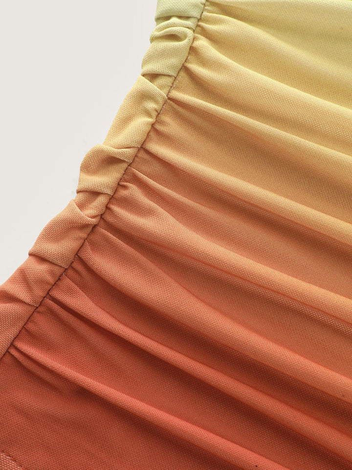Gradient Ruched Hem Stretchy T-Shirt