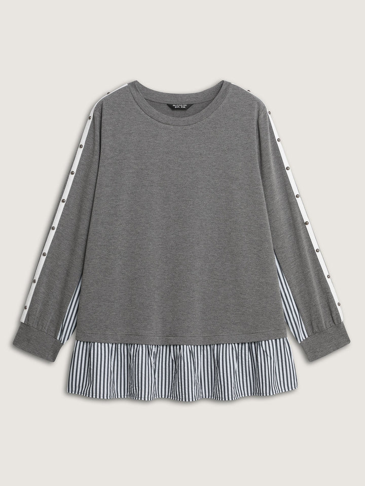 Supersoft Rivets Layered Color Contrast Sweatshirt