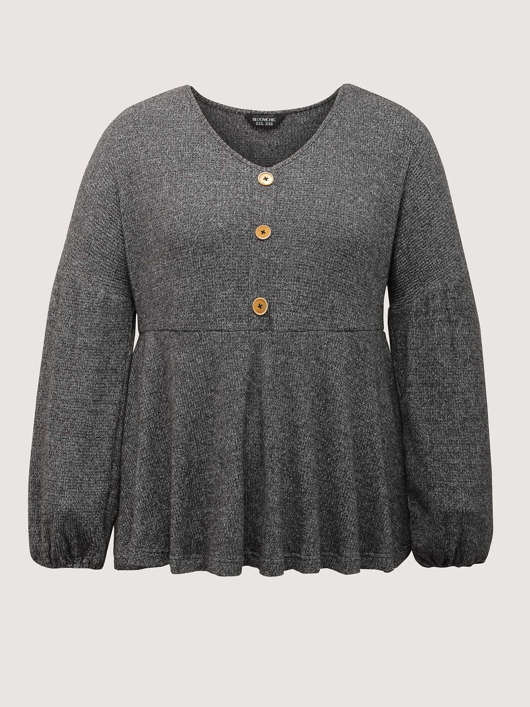Supersoft Heather Stretchy Button Detail Knit Top