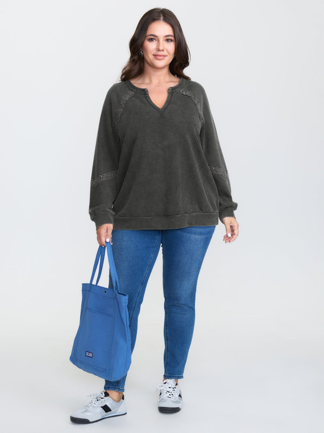 Pure Cotton Vintage Lace Trim Sweatshirt