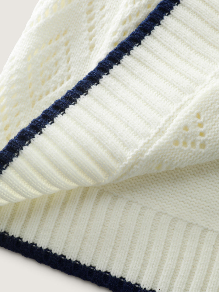 Textured Cut-Out Tie-Front Knit Cardigan