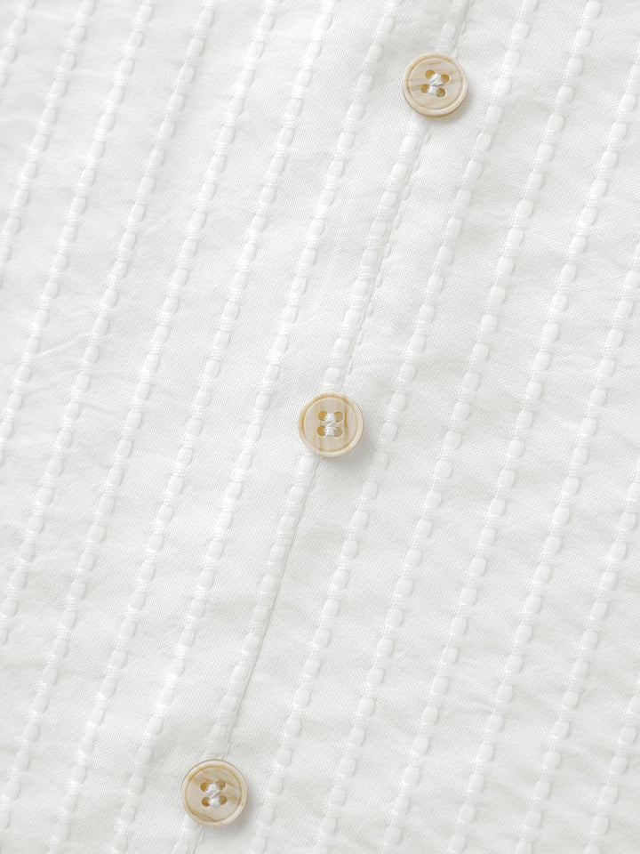 Textured Doll-Collar Button Detail Blouse