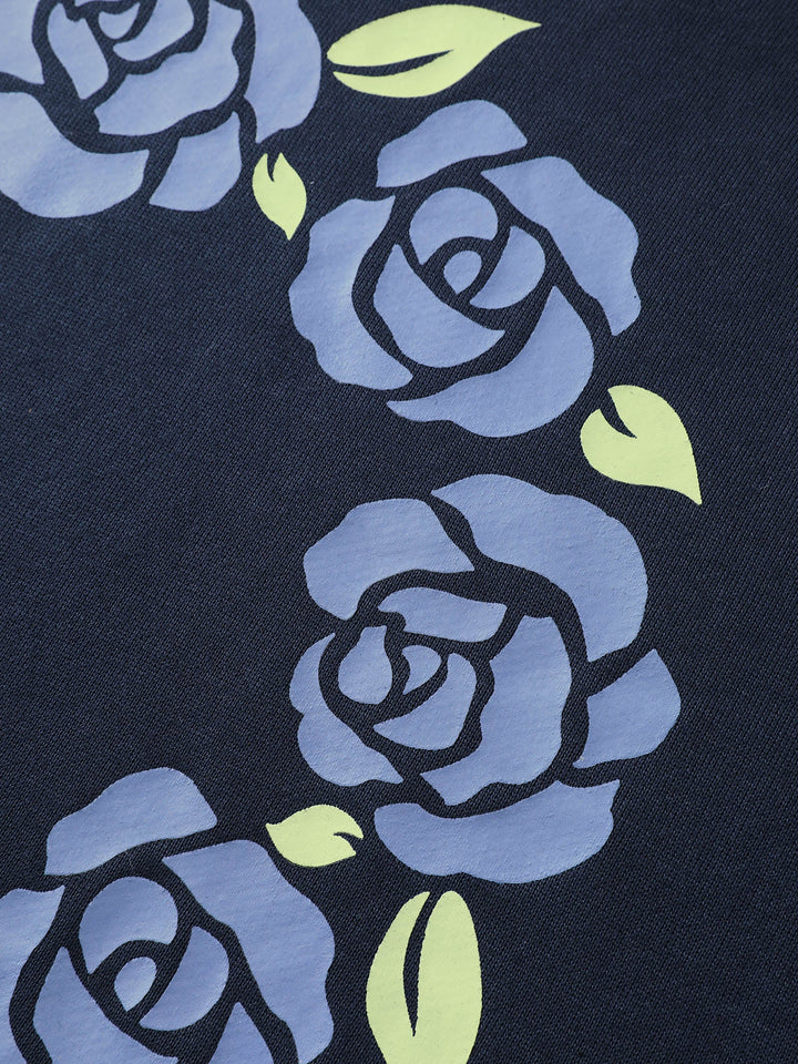 Floral Textured Spliced Hoodie