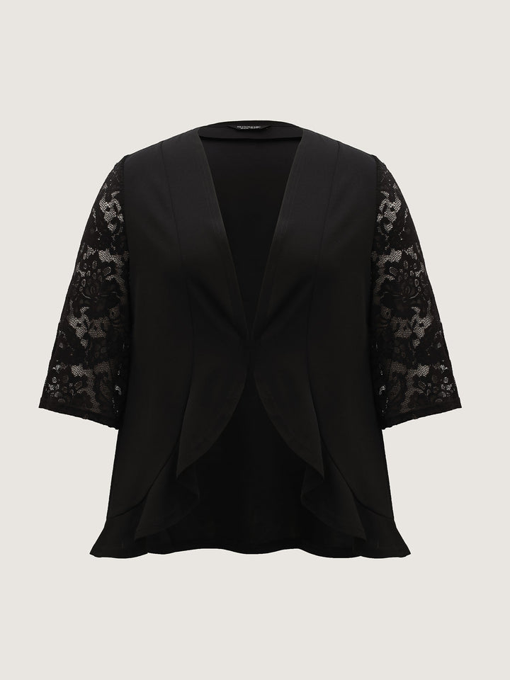 Sheer Lace Stretchy Arc Hem Jacket