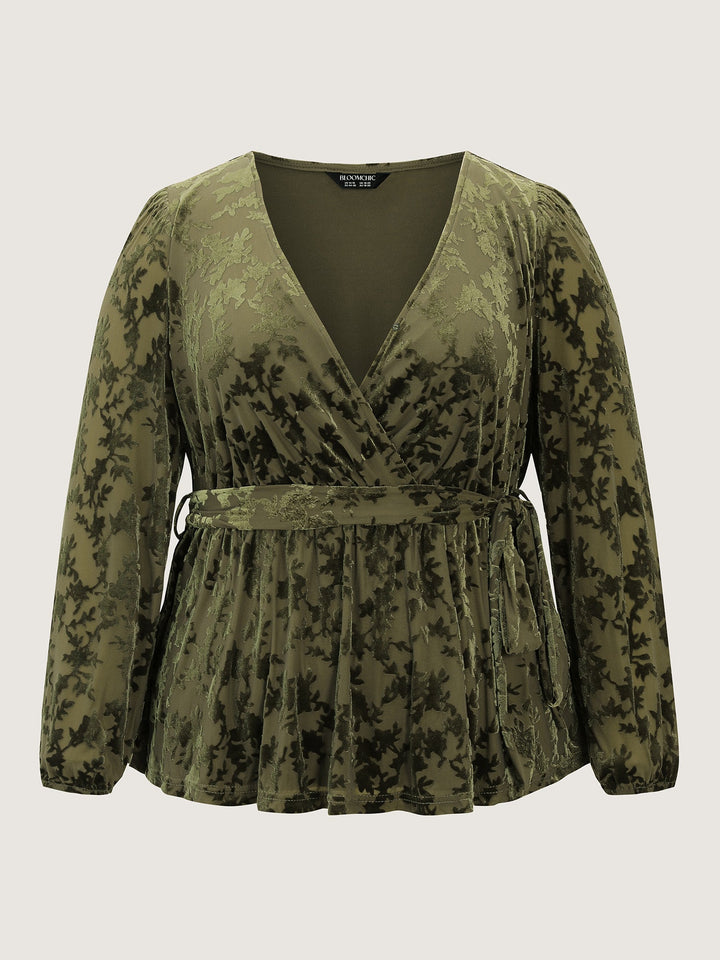 Velvet Laser Cut Side-Tie Blouse