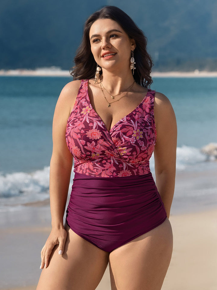 Floral Print Cut-Out Back One-Piece Swimsuit