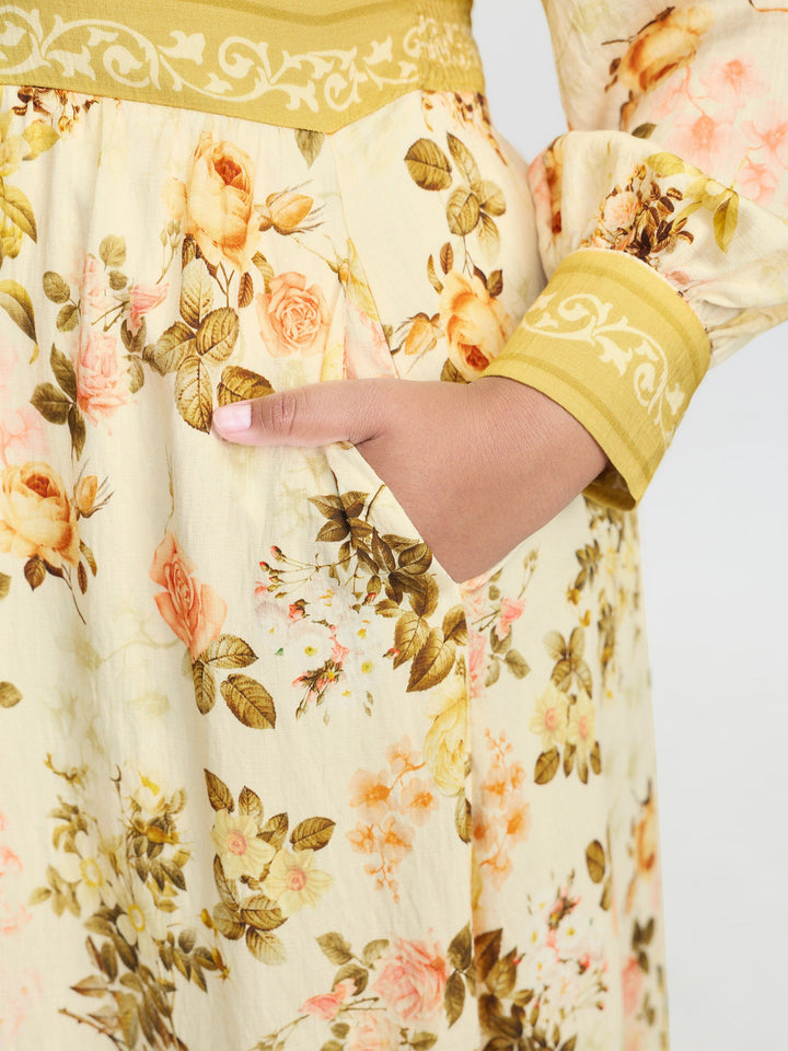Sunkissed Floral Color Contrast Midi Dress