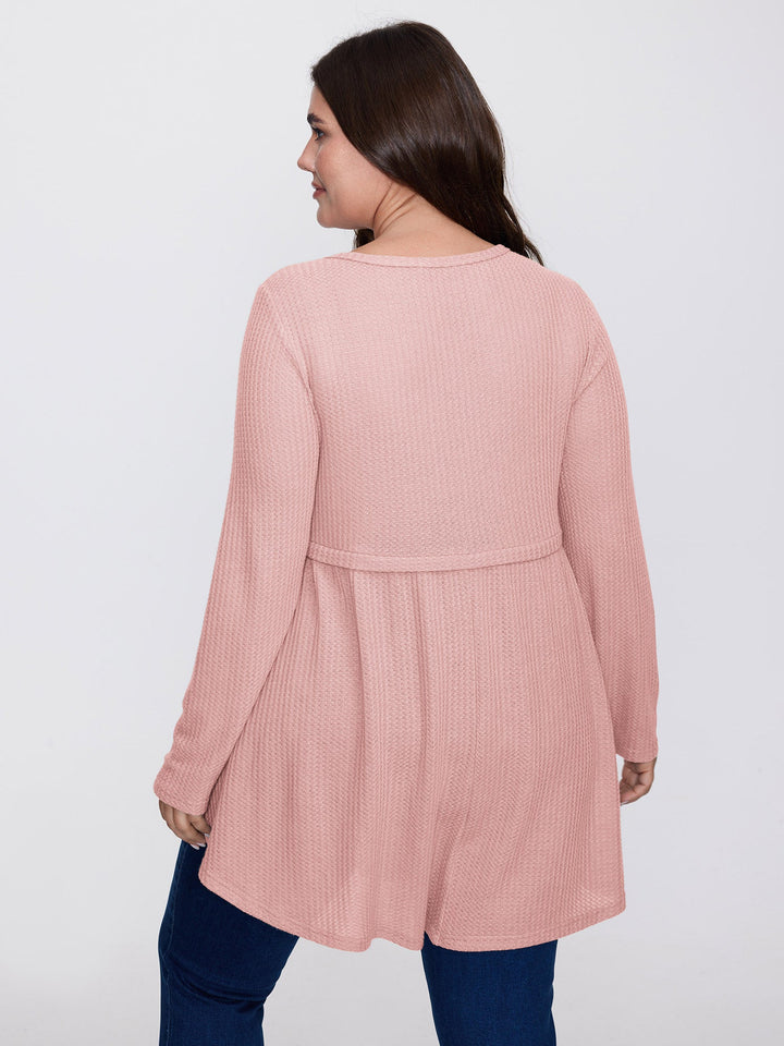 Layered V-Neck Fit and Flare Knit Top