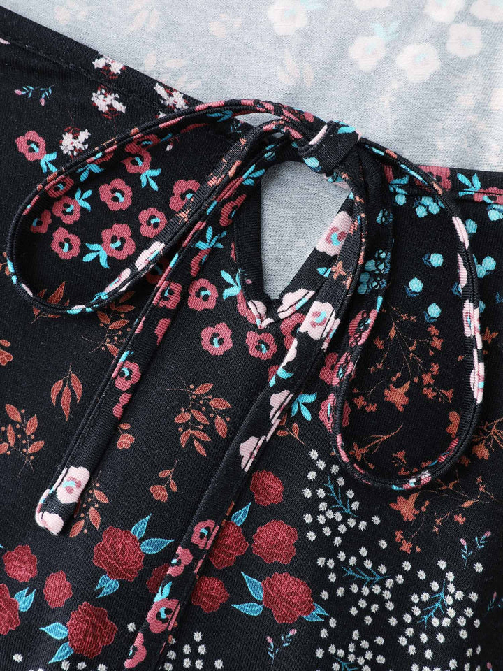 Floral Print Fit and Flare Knit Top