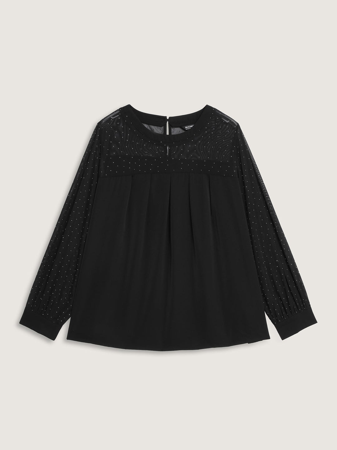 Hotfix Rhinestones Sheer Blouse