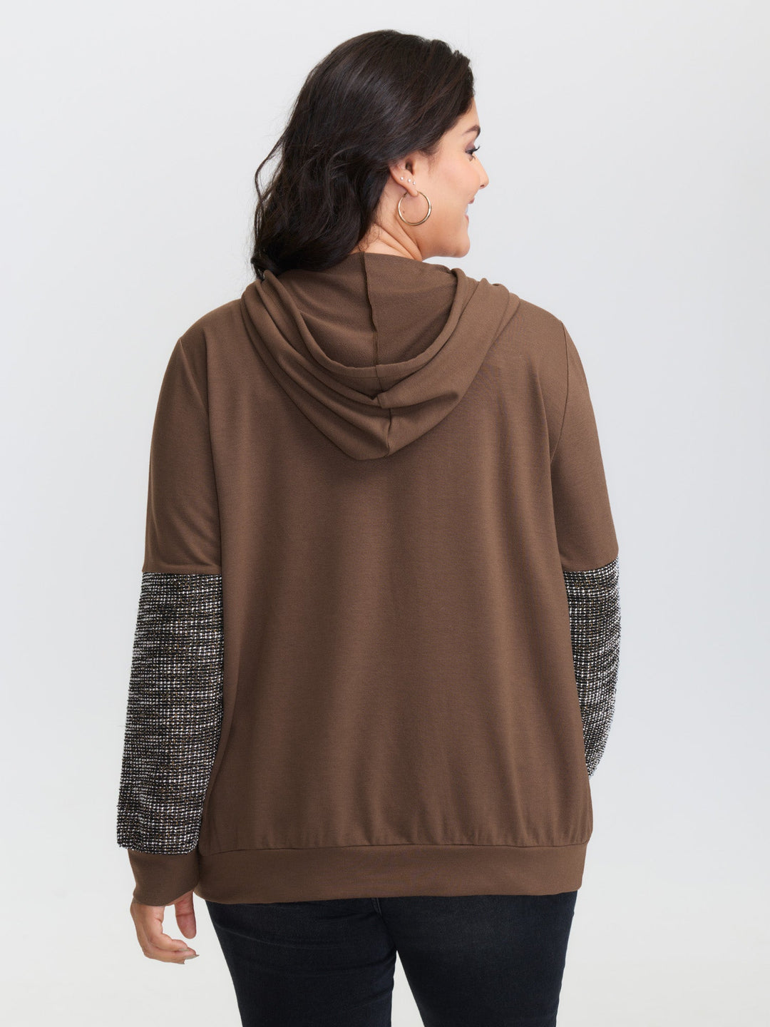Spliced Color Contrast Textured Hoodie